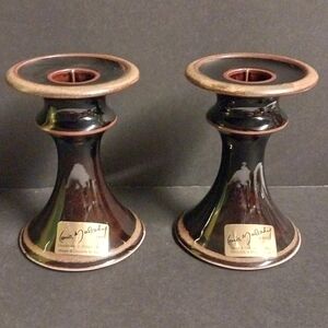 Pair Glazed Candlesticks by Irish potter Louis Mulcahy